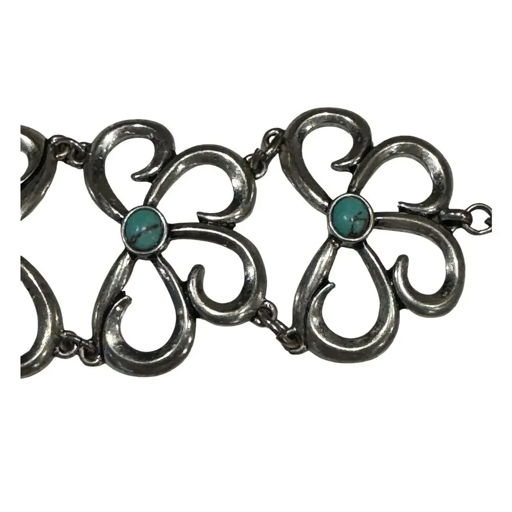 Lucky Brand Silver & Faux? Turquoise Stone Chunky WideToggle Bracelet - Picture 5 of 9